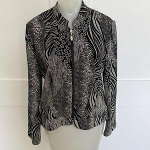 Vtg Joseph Ribkoff Multi Animal Print Y2K Retro Zip Up Jacket Size US 10